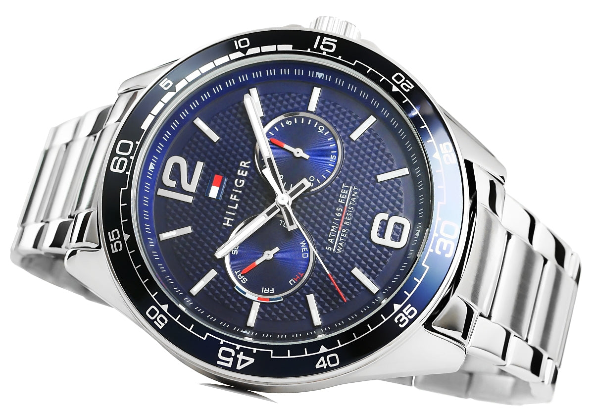  Shop Authentic Tommy Hilfiger Erik Chronograph Blue Dial Silver Steel Strap Watch for Men - 1791366 - Luxxuri