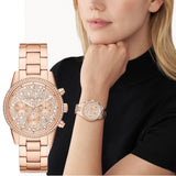  Shop Authentic Michael Kors Ritz Chronograph Rose Gold Dial Rose Gold Steel Strap Watch For Women - MK7302 - Luxxuri