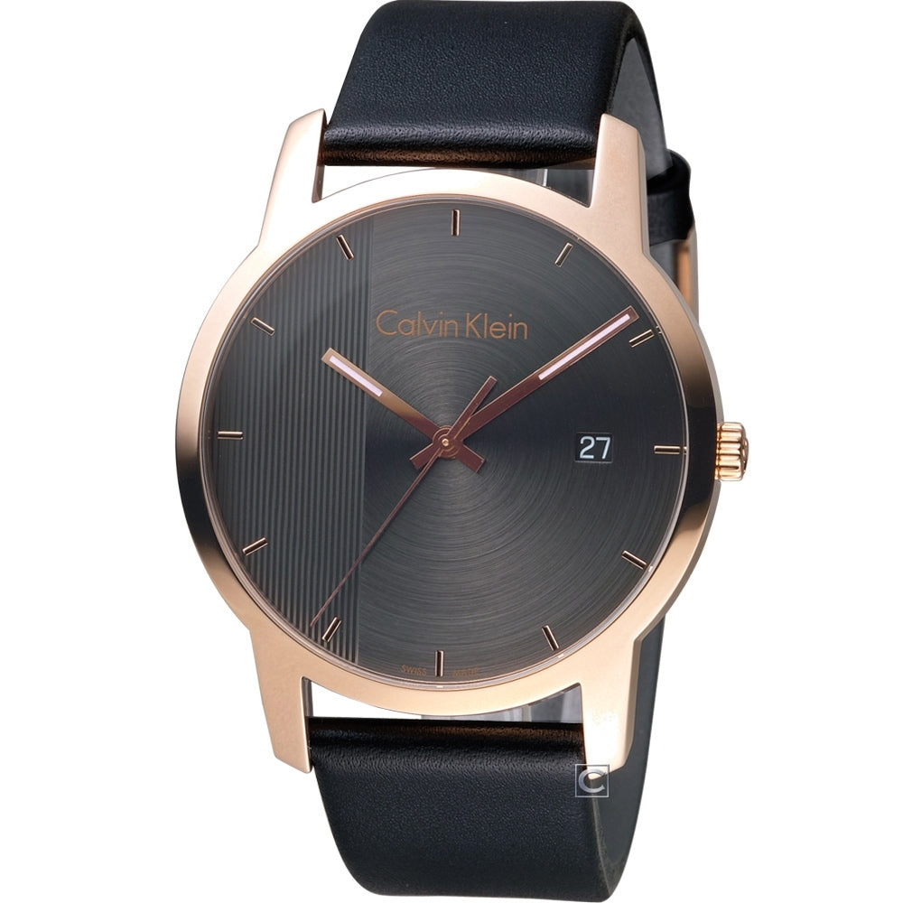  Shop Authentic Calvin Klein City Quartz Grey Dial Black Leather Strap Watch for Men - K2G2G6C3 - Luxxuri