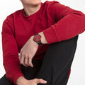 Shop Authentic Calvin Klein Even Maroon Dial Black Leather Strap Watch for Men - K7B214CP - Luxxuri
