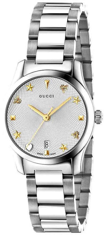  Shop Authentic Gucci G Timeless White Dial Silver Steel Strap Watch For Women - YA126572A - Luxxuri