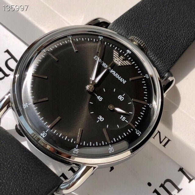  Shop Authentic Emporio Armani Aviator Quartz Black Dial Black Leather Strap Watch For Men - AR11336 - Luxxuri