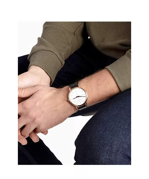  Shop Authentic Calvin Klein Even White Dial Black Leather Strap Watch for Women - K7B216C6 - Luxxuri