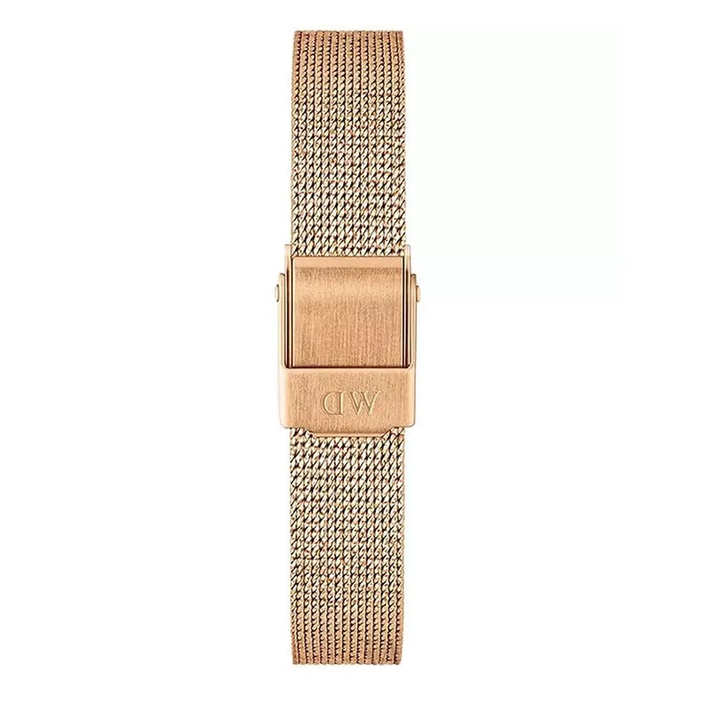  Shop Authentic Daniel Wellington Petite Pressed Melrose Black Dial Rose Gold Mesh Strap Watch For Women - DW00100440 - Luxxuri