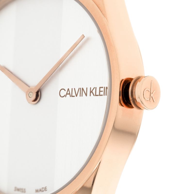  Shop Authentic Calvin Klein Rebel White Grey Dial White Leather Strap Watch for Women - K8P236L6 - Luxxuri