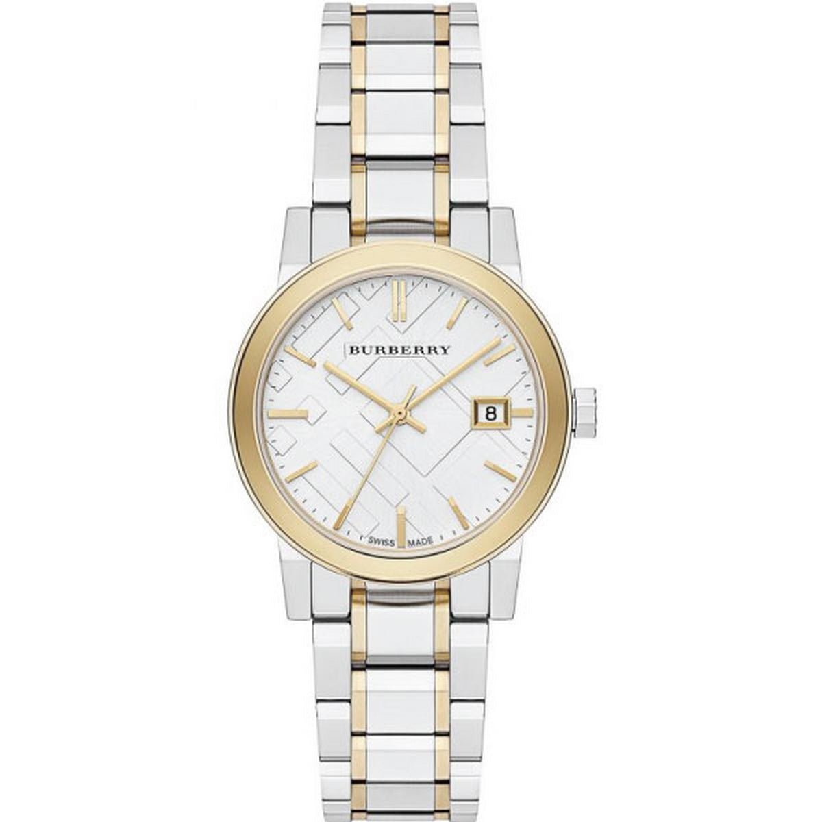 Burberry The City White Dial Two Tone Steel Strap Watch for Women - BU9115