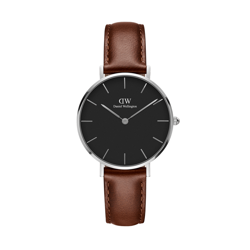  Shop Authentic Daniel Wellington Classic Petite St Mawes Black Dial Brown Leather Strap Watch For Women - DW00100237 - Luxxuri