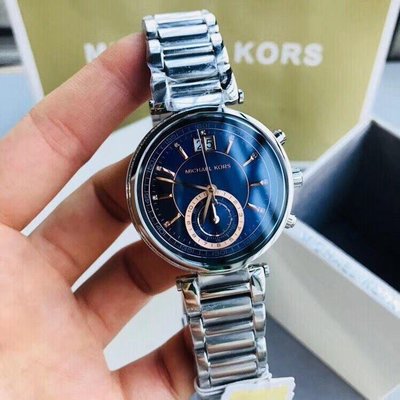  Shop Authentic Michael Kors Sawyer Navy Blue Dial Silver Steel Strap Watch for Women - MK6224 - Luxxuri