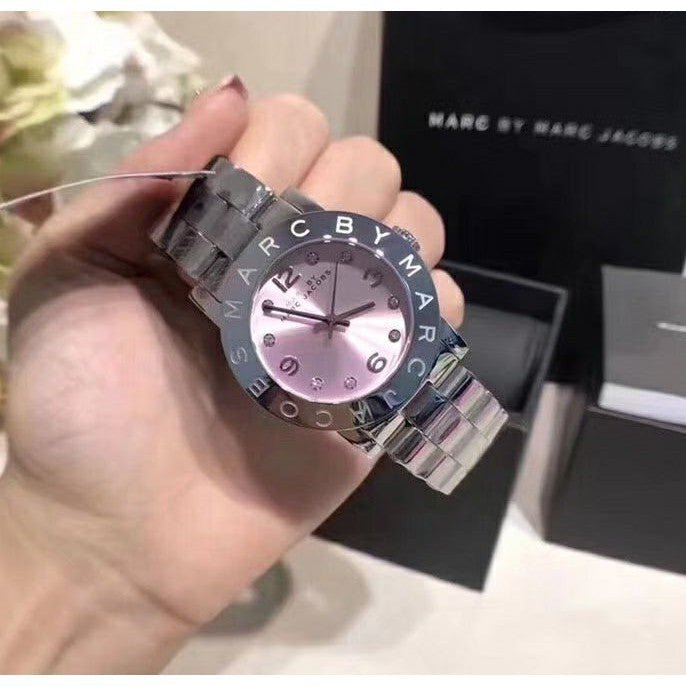  Shop Authentic Marc Jacobs Amy Life Pink Dial Silver Steel Strap Watch for Women - MBM3300 - Luxxuri
