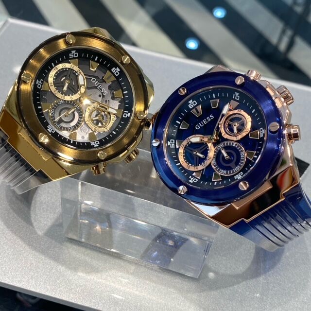 Guess Poseidon Chronograph Blue Dial Blue Silicone Strap Watch For Men - GW0425G3