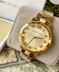  Shop Authentic Michael Kors Norie Gold Dial Gold Steel Strap Watch for Women - MK3560 - Luxxuri