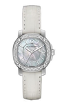  Shop Authentic Burberry The Britain Diamonds Mother of Pearl Dial White Leather Strap Watch for Women - BBY1800 - Luxxuri