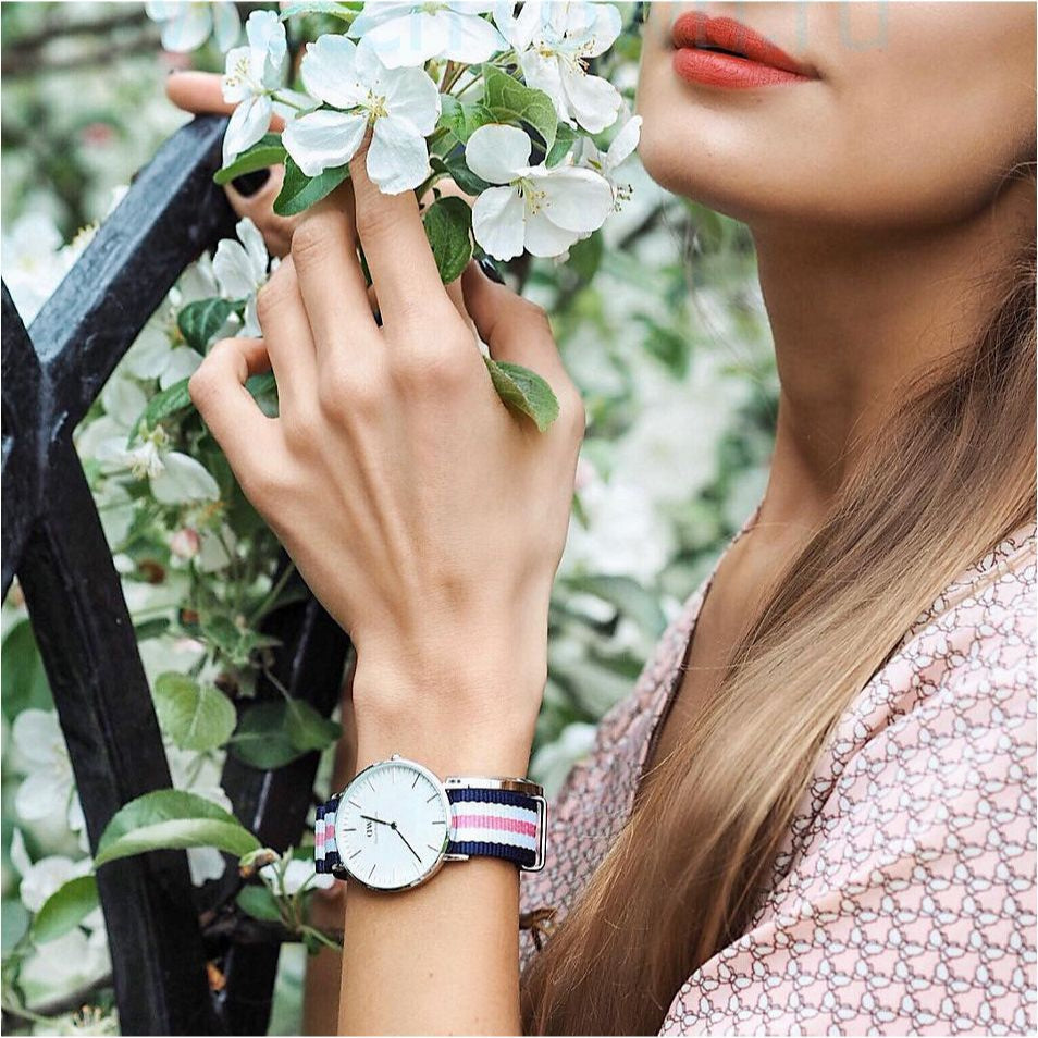  Shop Authentic Daniel Wellington Classic Southampton White Dial Three Tone Nylon Strap Watch For Women - DW00100050 - Luxxuri