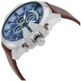  Shop Authentic Diesel Mega Chief Light Blue Dial Brown Leather Strap Watch For Men - DZ4281 - Luxxuri
