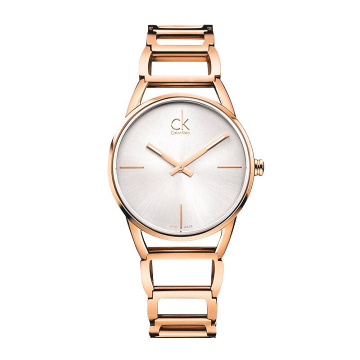  Shop Authentic Calvin Klein Stately White Dial Rose Gold Steel Strap Watch for Women - K3G23626 - Luxxuri