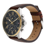  Shop Authentic Tommy Hilfiger Dean Multifunctional Blue Dial Brown Leather Strap Watch for Men - 1791275 - Luxxuri