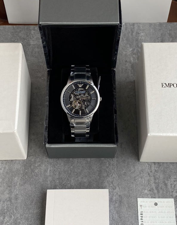  Shop Authentic Emporio Armani Meccanico Automatic Black Dial Silver Steel Strap Watch For Men - AR60055 - Luxxuri