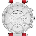  Shop Authentic Michael Kors Parker Silver Dial Red Leather Strap Watch for Women - MK2278 - Luxxuri