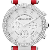  Shop Authentic Michael Kors Parker Silver Dial Red Leather Strap Watch for Women - MK2278 - Luxxuri