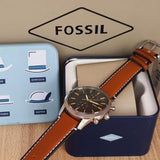  Shop Authentic Fossil Townsman Chronograph Blue Dial Brown Leather Strap Watch for Men - FS5279 - Luxxuri