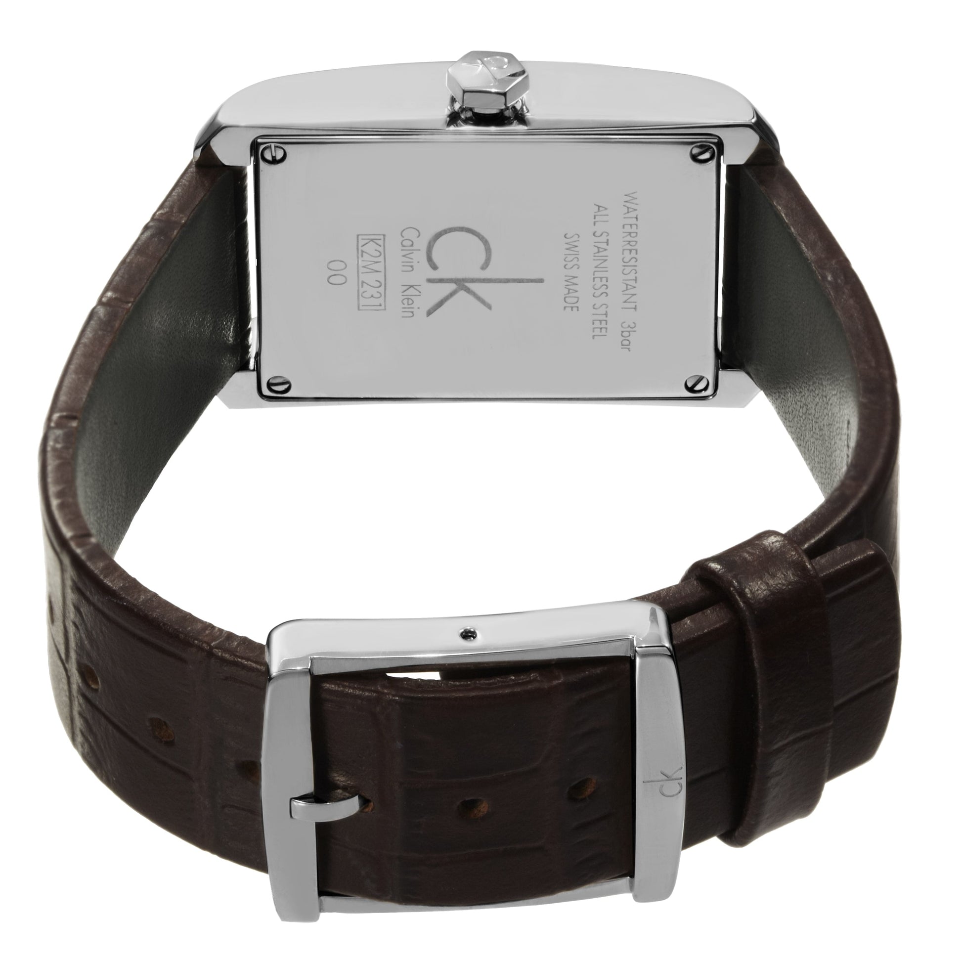  Shop Authentic Calvin Klein Window Silver Dial Brown Leather Strap Watch for Women - K2M23126 - Luxxuri
