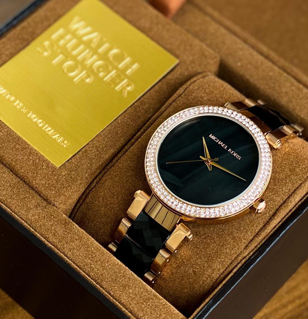  Shop Authentic Michael Kors Parker Mother of Pearl Black Dial Two Tone Steel Strap Watch for Women - MK6414 - Luxxuri