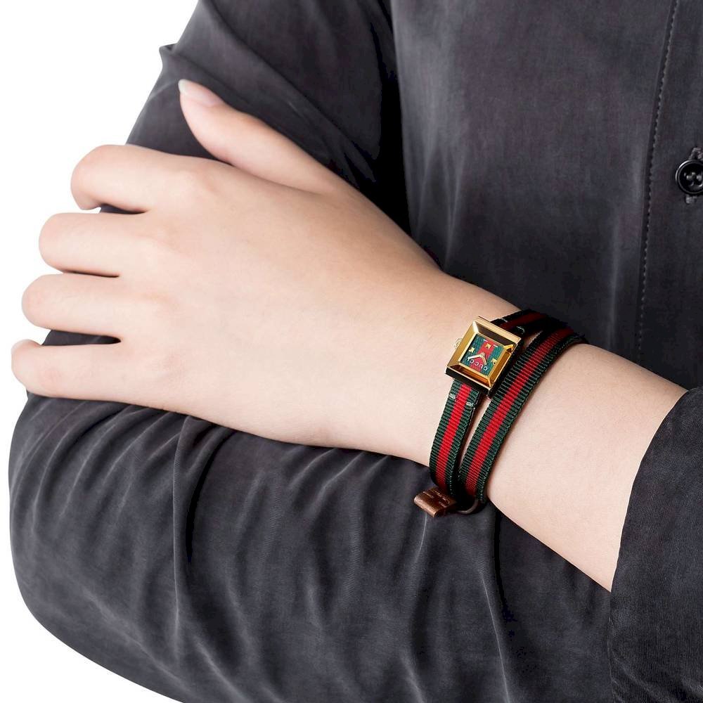 Gucci G-Frame Multicolored Red and Green Dial Watch For Women - YA128527