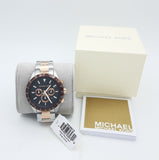  Shop Authentic Michael Kors Layton Chronograph Black Dial Two Tone Steel Strap Watch For Men - MK8913 - Luxxuri