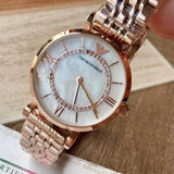  Shop Authentic Emporio Armani Gianni T Bar Mother of Pearl Rose Gold Stainless Steel Strap Watch For Women - AR1909 - Luxxuri