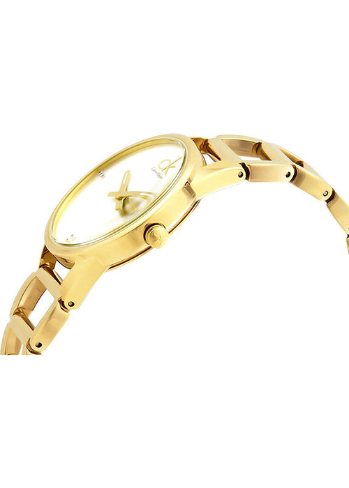  Shop Authentic Calvin Klein Stately White Dial Gold Steel Strap Watch for Women - K3G2352W - Luxxuri