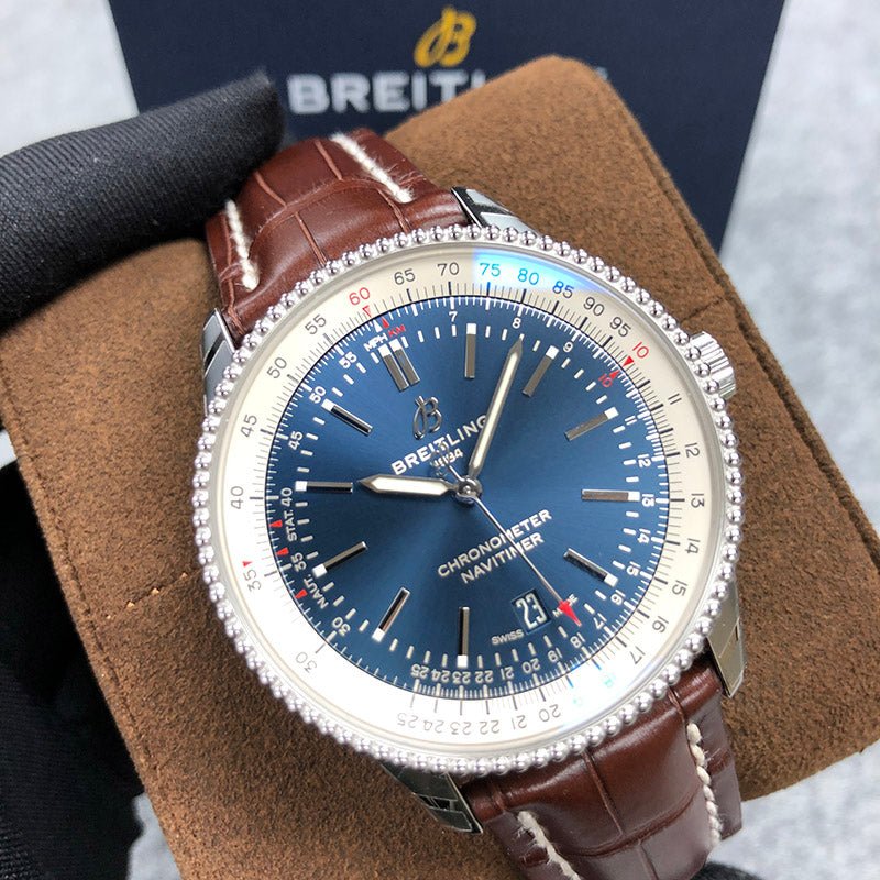  Shop Authentic Breitling Navitimer 1 Automatic 41mm Blue Dial Brown Leather Strap Mens Watch - A17326211C1P1 - Luxxuri