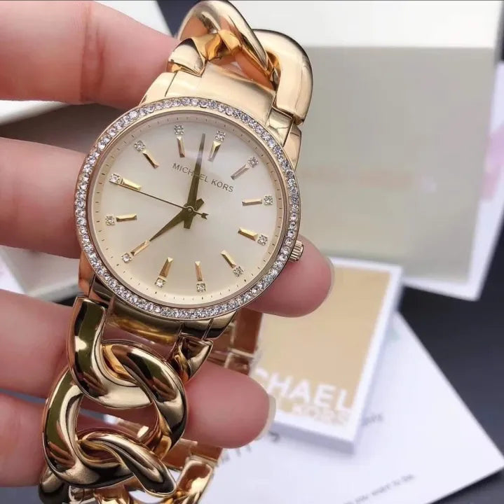  Shop Authentic Michael Kors Nini Three Hand Gold Dial Gold Steel Strap Watch For Women - MK3235 - Luxxuri