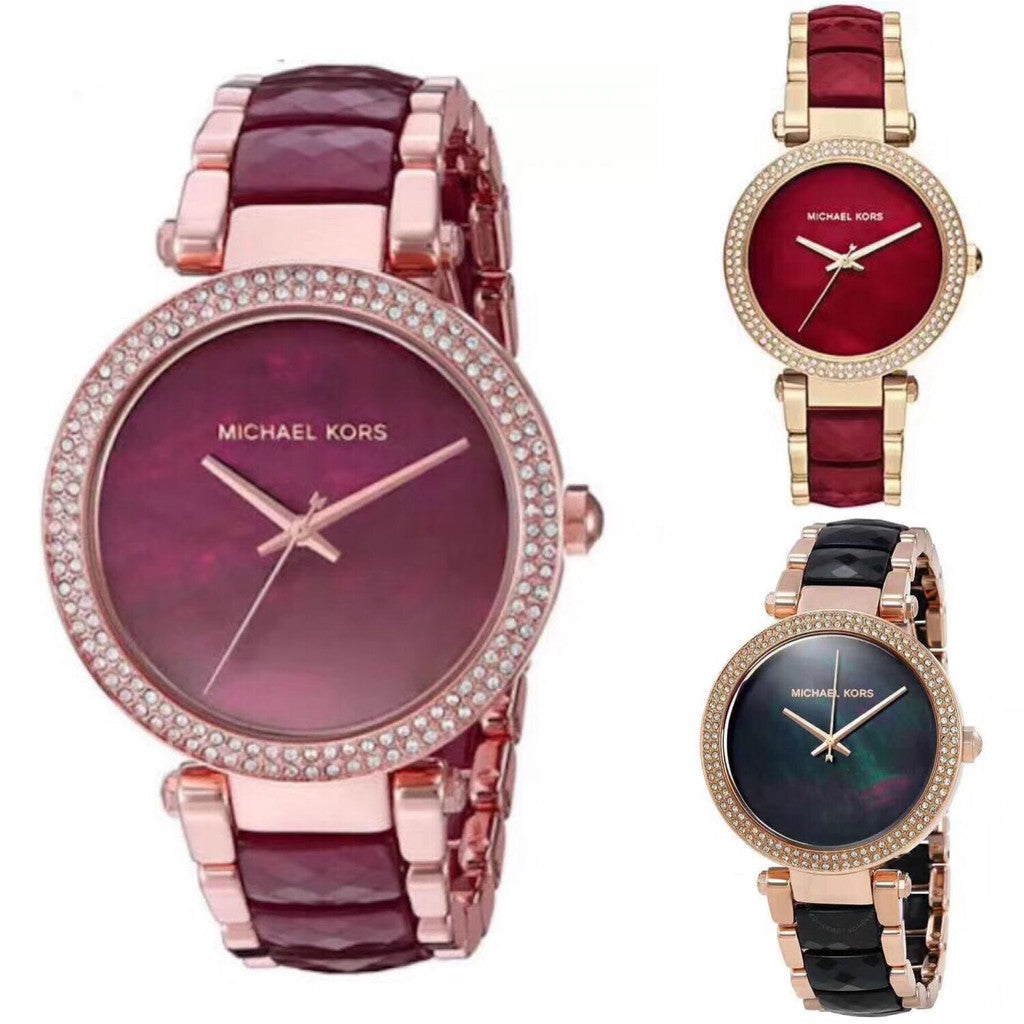  Shop Authentic Michael Kors Parker Maroon Dial Two Tone Steel Strap Watch for Women - MK6412 - Luxxuri