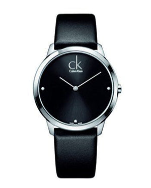  Shop Authentic Calvin Klein Minimal Diamonds Black Dial Black Leather Strap Watch for Men - K3M211CS - Luxxuri