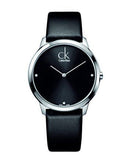  Shop Authentic Calvin Klein Minimal Diamonds Black Dial Black Leather Strap Watch for Men - K3M211CS - Luxxuri