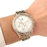  Shop Authentic Tommy Hilfiger Ari Multifunction Diamonds Silver Dial Gold Steel Strap Watch for Women - 1781977 - Luxxuri