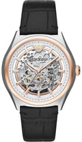  Shop Authentic Emporio Armani Zeta Skeleton Automatic Silver Dial Black Leather Strap Watch For Men - AR60018 - Luxxuri