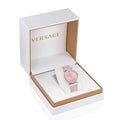  Shop Authentic Versace Audrey Quartz White Dial Pink Leather Strap Watch for Women - VELR00119 - Luxxuri