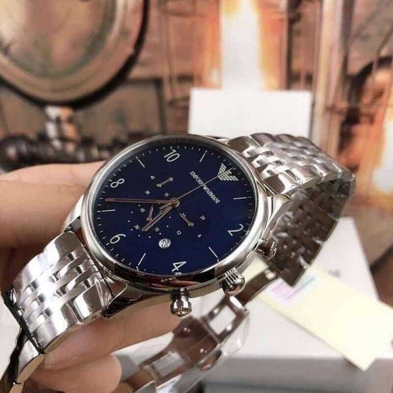  Shop Authentic Emporio Armani Chronograph Blue Dial Silver Steel Strap Watch For Men - AR1942 - Luxxuri