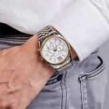  Shop Authentic Michael Kors Lexington Silver Dial Two Tone Steel Strap Watch for Men - MK8344 - Luxxuri