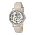  Shop Authentic Fossil Boyfriend Automatic Skeleton Silver Dial White Leather Strap Watch for Women - ME3069 - Luxxuri