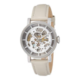  Shop Authentic Fossil Boyfriend Automatic Skeleton Silver Dial White Leather Strap Watch for Women - ME3069 - Luxxuri