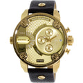  Shop Authentic Diesel Mr Daddy Gold Dial Black Leather Strap Watch For Men - DZ7363 - Luxxuri