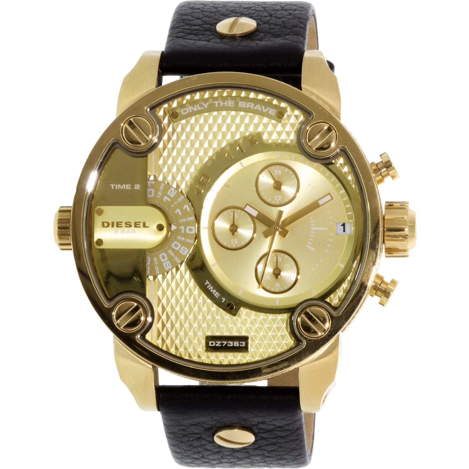  Shop Authentic Diesel Mr Daddy Gold Dial Black Leather Strap Watch For Men - DZ7363 - Luxxuri