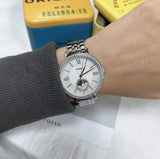  Shop Authentic Fossil Jacqueline Multifunction Moonphase White Dial Silver Steel Strap Watch for Women - ES5164 - Luxxuri