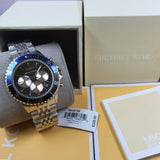  Shop Authentic Michael Kors Bayville Chronograph Black Dial Silver Steel Strap Watch For Men - MK8749 - Luxxuri