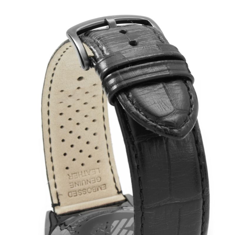  Shop Authentic Emporio Armani Franco Black Dial Black Leather Strap Watch For Men - AR0368 - Luxxuri