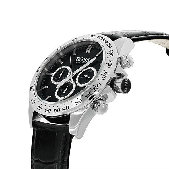  Shop Authentic Hugo Boss Ikon Black Dial Black Leather Strap Watch for Men - 1513178 - Luxxuri