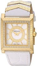 Shop Authentic Versace DV25 Diamonds White Dial White Leather Strap Watch For Women - VQF060015 - Luxxuri