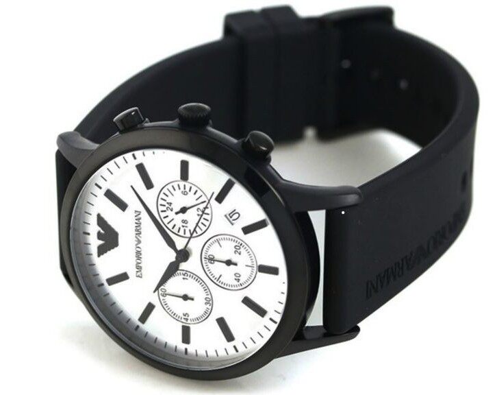  Shop Authentic Emporio Armani Chronograph Quartz Silver Dial Black Rubber Strap Watch For Men - AR11048 - Luxxuri